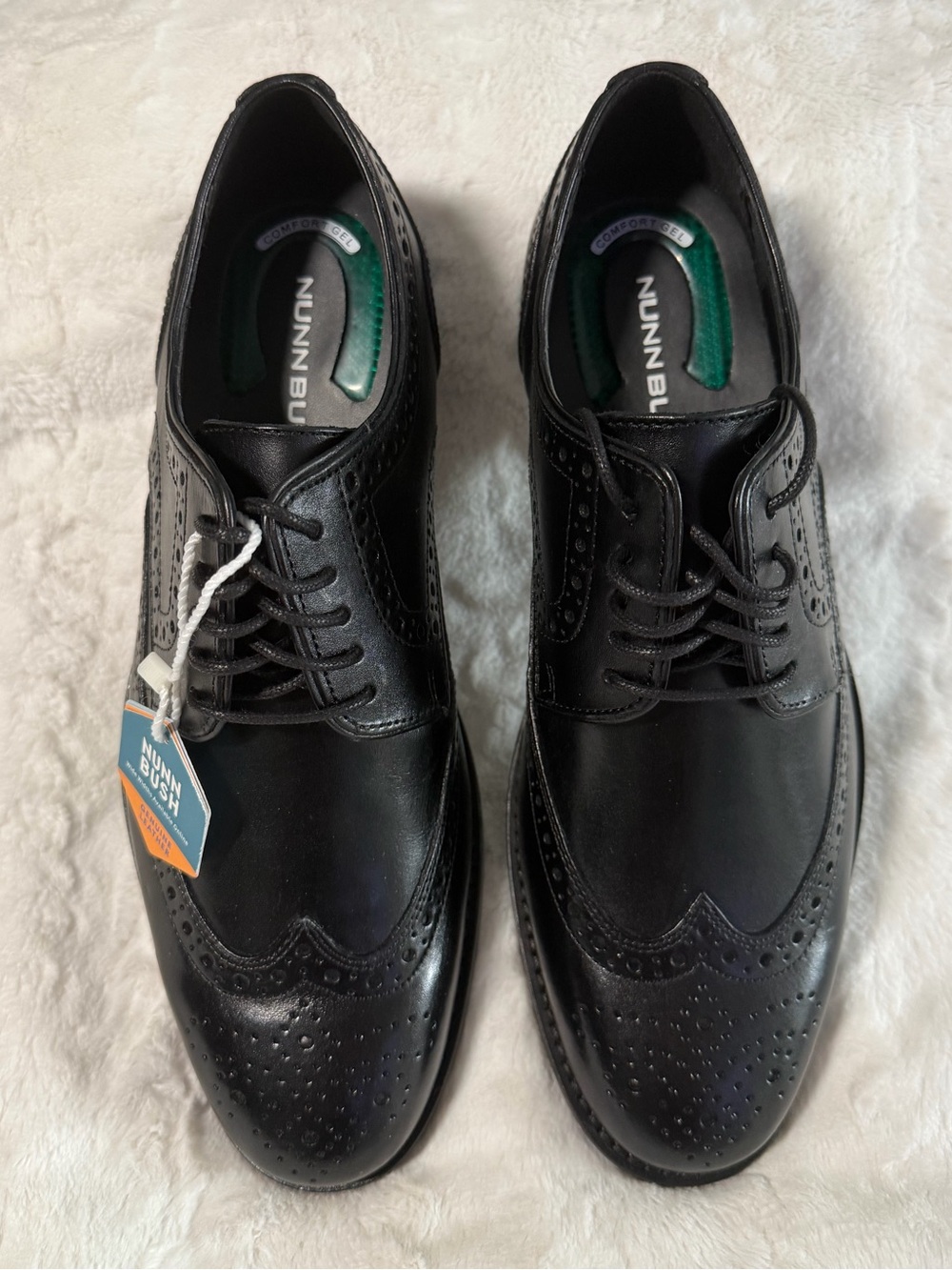 Nunn Bush Black Leather Wingtip Derby Dress Shoes